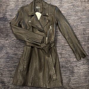 CURRENT/ELLIOTT Lamb Leather Moto Trench Coat Size 0